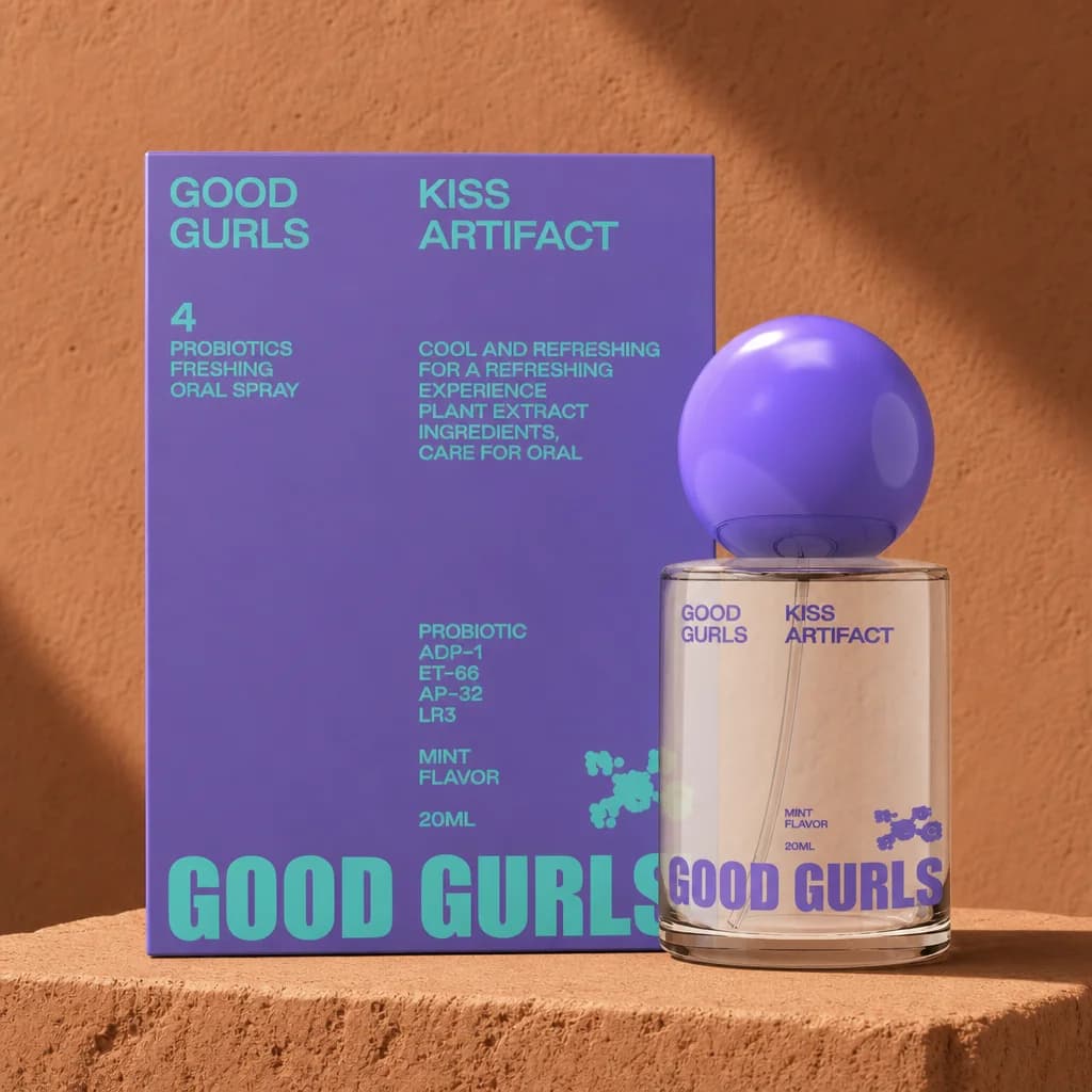 Oral spray standing on a clay plinth against a sun-baked adobe wall